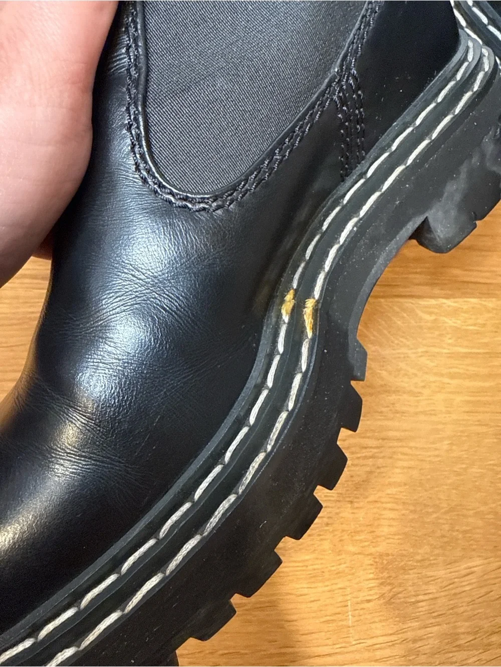 Proenza Schouler Black Leather Chelsea Lug Sole Platform Boots Italy EU 37